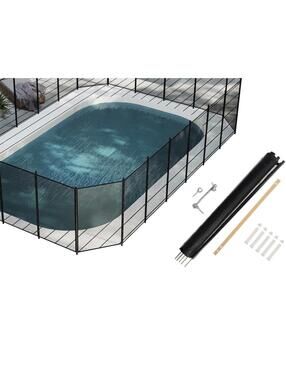 4.15×12FT, Mesh Pool Safety Fence, Stainless Steel Feet, Black